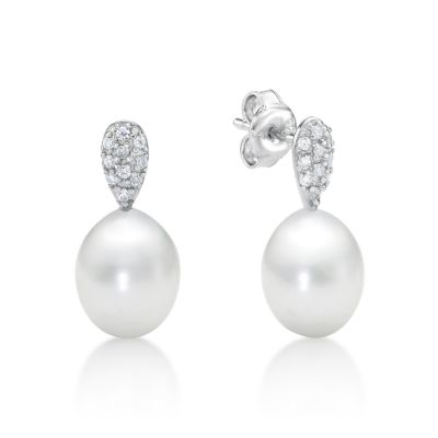 Picture of 8mm FW WHT, PAVE TEAR DROP