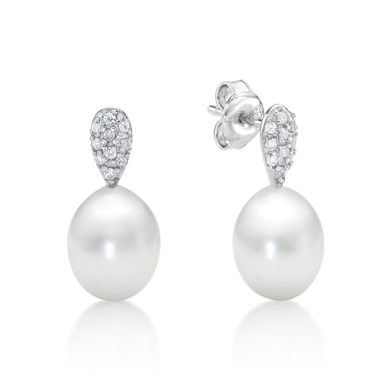 Picture of 8mm FW WHT, PAVE TEAR DROP