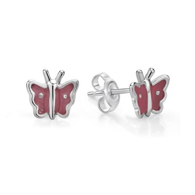 Picture of BUTTERFLY STUDS, PINK INLAY