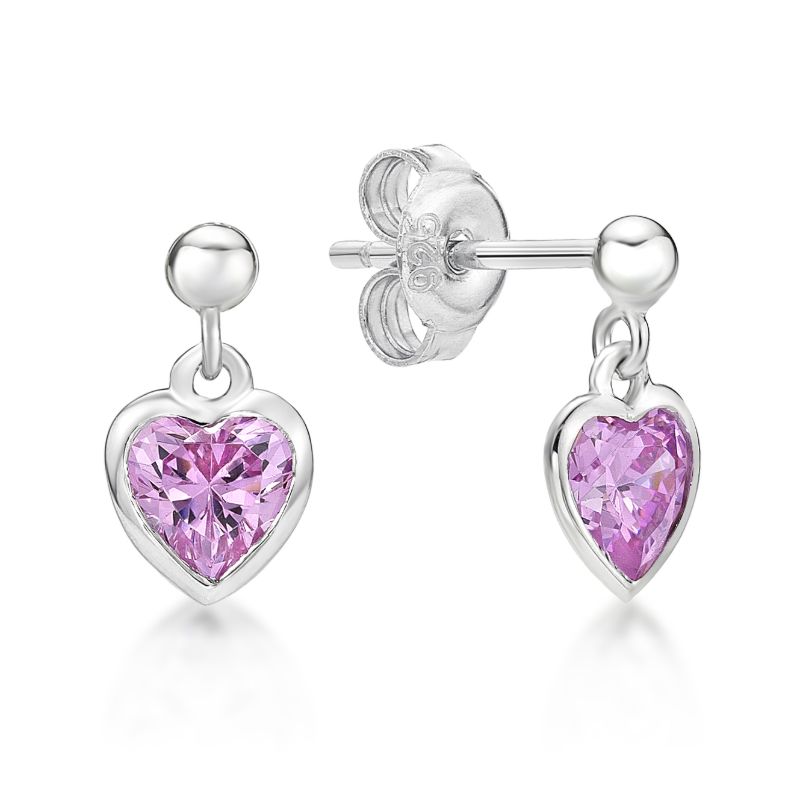 Picture of 5mm HEART R/O CZ, ON BALL STUDS PINK