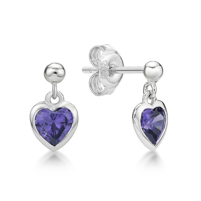 Picture of 5mm HEART R/O CZ, ON BALL STUDS PURPLE