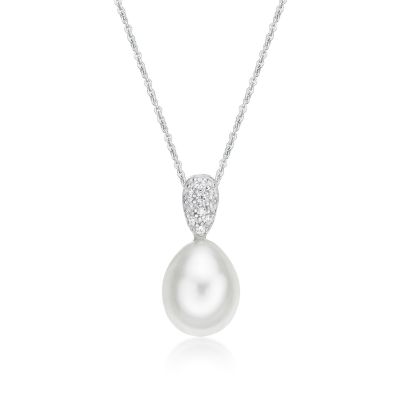 Picture of 8mm FW WHT, PAVE TEAR DROP with CHAIN
