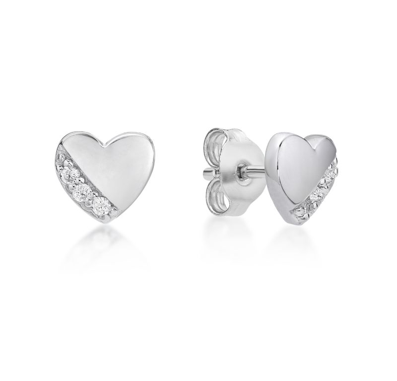 Picture of 2 ROW HEART, STUD EARRINGS