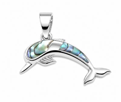 Picture of DOLPHIN PENDANT, PAUA INLAY, 20mm LONG