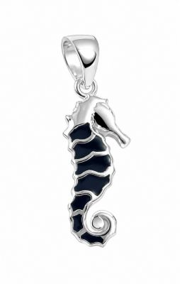 Picture of SEAHORSE PENDANT, BLACK AGATE INLAY, 20mm LONG with chain
