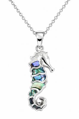 Picture of SEAHORSE PENDANT, PAUA INLAY, 20mm LONG with chain