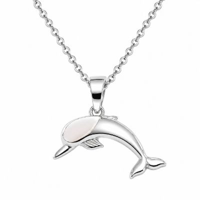 Picture of DOLPHIN PENDANT, MOP INLAY, 20mm LONG with chain