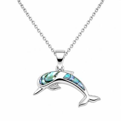 Picture of DOLPHIN PENDANT, PAUA INLAY, 20mm LONG with chain
