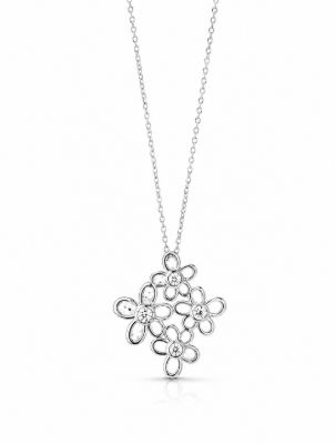 Picture of 4x PETAL + STONES, PENDANT 19mm with chain